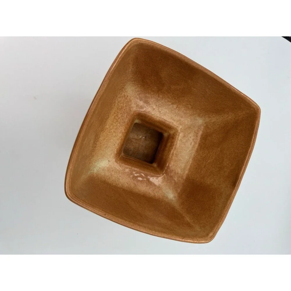 Vintage Frankoma Gracetone Square Pedestal Vase Planter Brown Rare